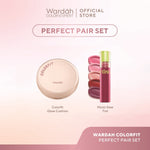 WARDAH Paket Perfect Pair Set - Colorfit Perfect Glow Cushion + Moist Dew Tint - Makeup - Tahan Lama dengan Bedak