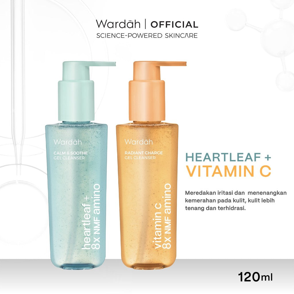 WARDAH Heartleaf + 8X NMF Amino Calm & Soothe Gel Cleanser 120 ml - Sabun Cuci Muka Face Wash Gentle Lembut untuk Melembabkan dan Menenangkan Kulit Wajah yang Kemerahan - Calm and Soothe Gel Cleanser -  Skincare