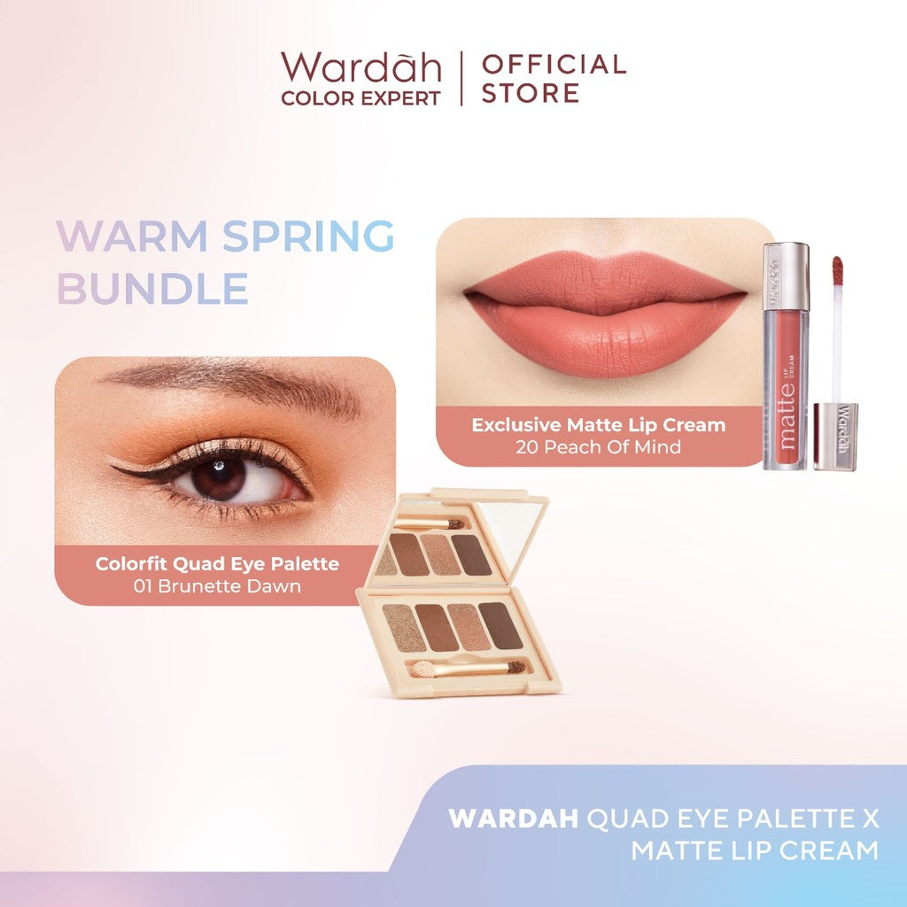 [BUNDLE] WARDAH Paket Colorfit Quad  Eye Palette + Matte Lip Cream - Makeup
