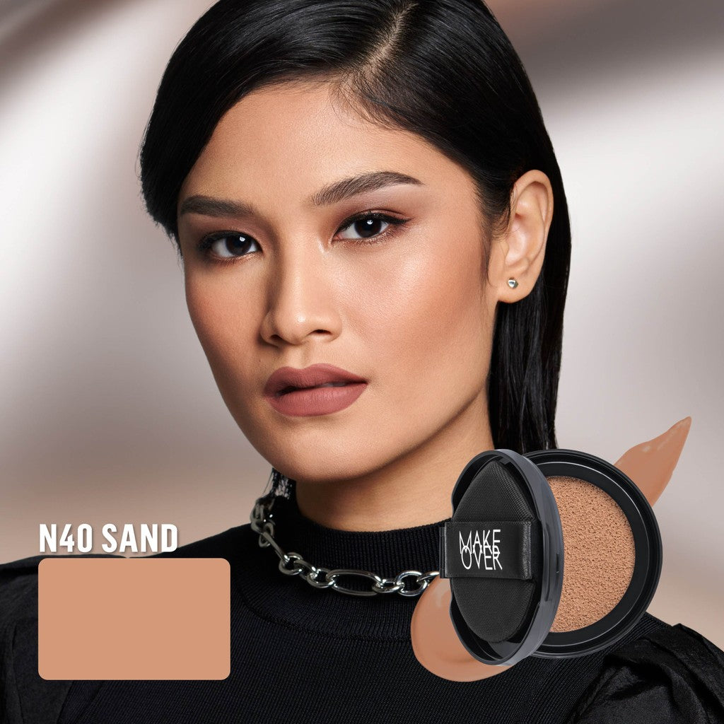 [SPECIAL 11.11] NEW! MAKE OVER REFILL Powerstay Sync Matte Cushion - Smart AI Matte Cushion High Coverage Zero Oxidation Oil Control Foundation Compact Makeup Concealer Skin Tint long lasting time less stain with euphoria