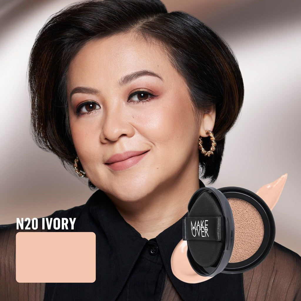 [SPECIAL 11.11] NEW! MAKE OVER REFILL Powerstay Sync Matte Cushion - Smart AI Matte Cushion High Coverage Zero Oxidation Oil Control Foundation Compact Makeup Concealer Skin Tint long lasting time less stain with euphoria