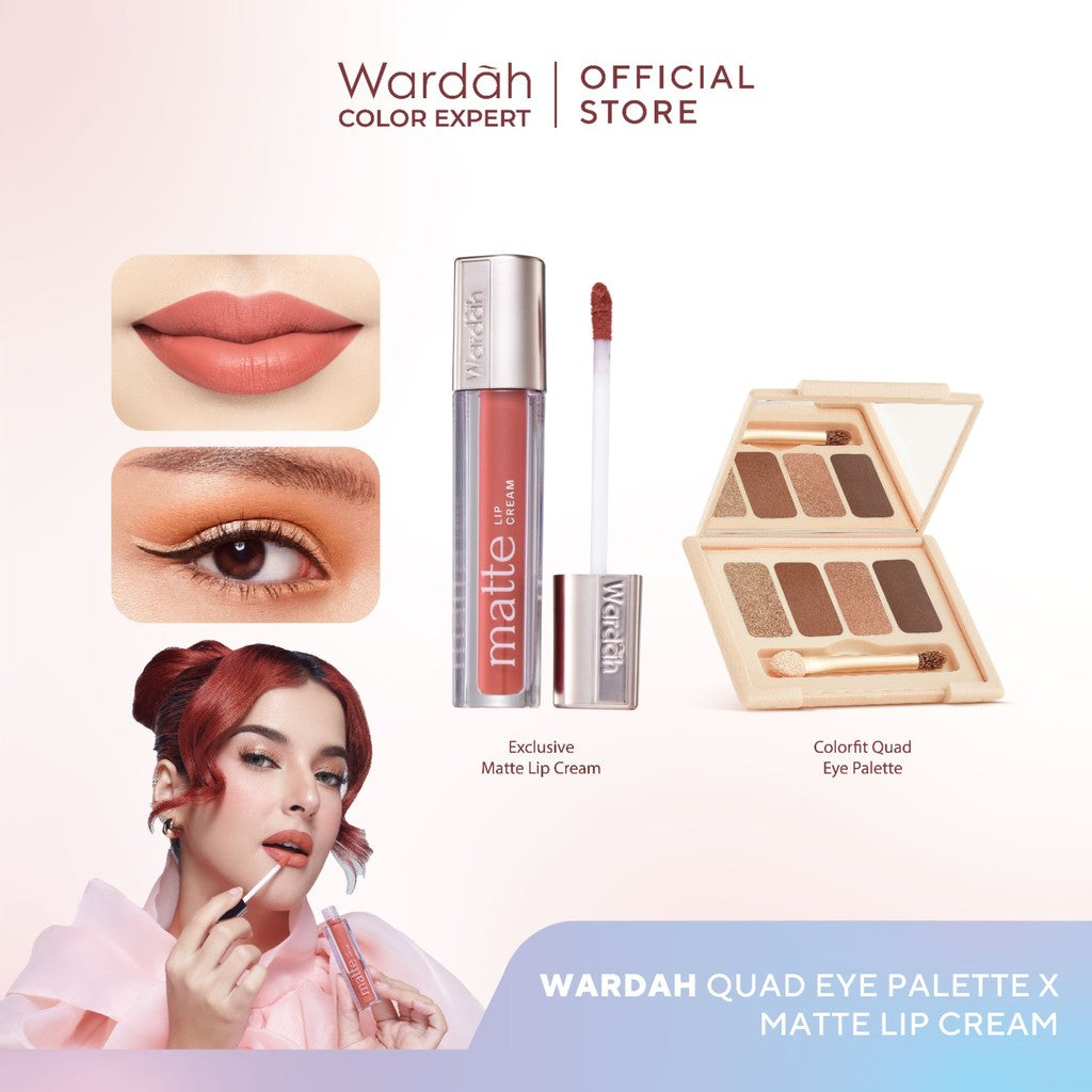 [BUNDLE] WARDAH Paket Colorfit Quad  Eye Palette + Matte Lip Cream - Makeup