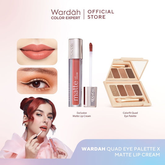 [BUNDLE] WARDAH Paket Colorfit Quad  Eye Palette + Matte Lip Cream - Makeup