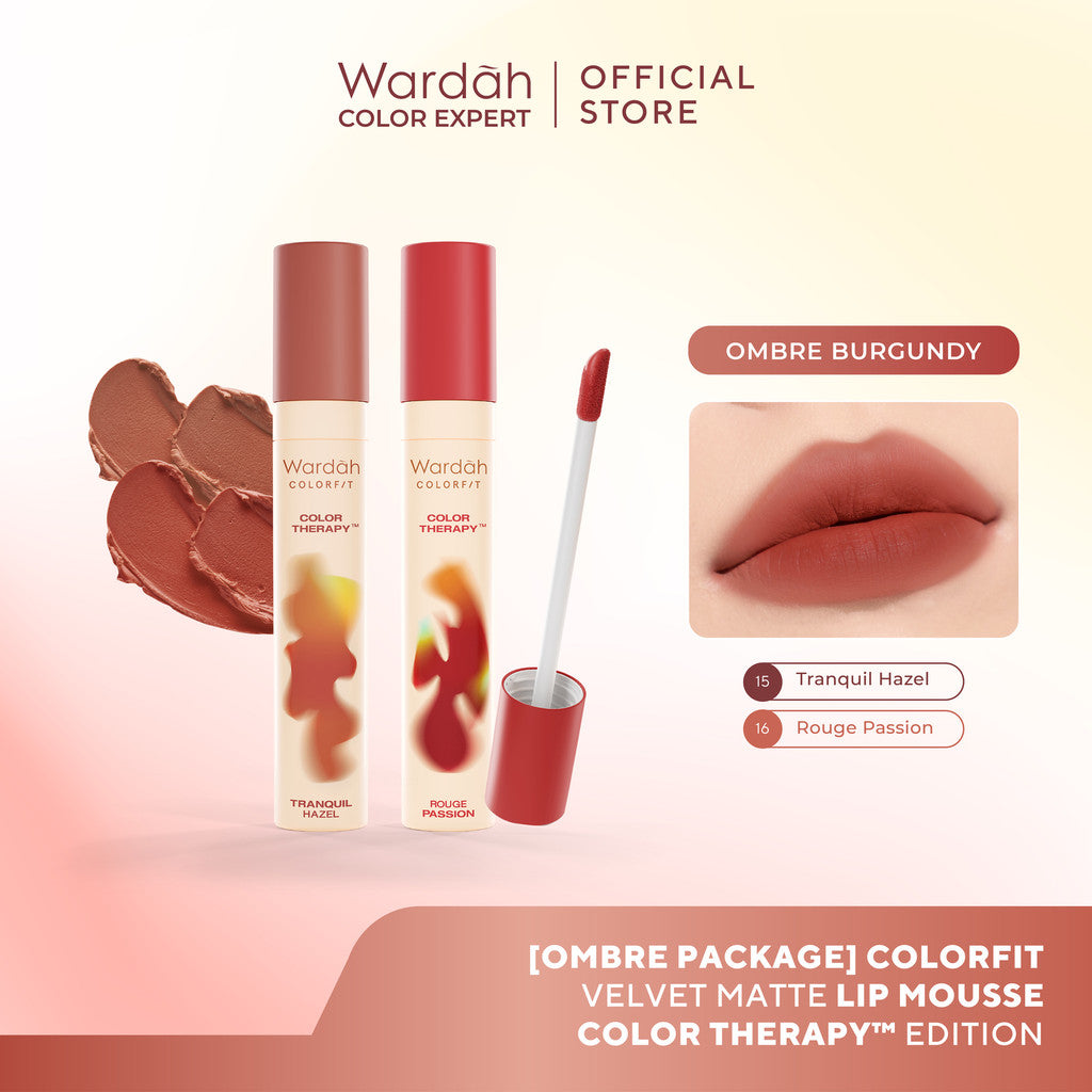 [New!] Wardah Colorfit Velvet Matte Lip Mousse Color Therapy™ - Limited Edition - Lip Cream Tahan Lama - Hasil Matte dan Blurry Effect - Tekstur Mousse-like Yang Halus - Makeup
