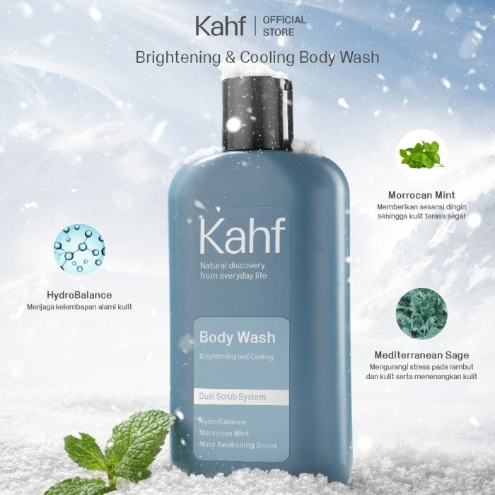 Kahf Cooling and Brightening Body Wash (200ml) - Skin Softening & Moisturizing - Wangi Tahan Lama - Suitable for All Skin Types - Pencuci Badan