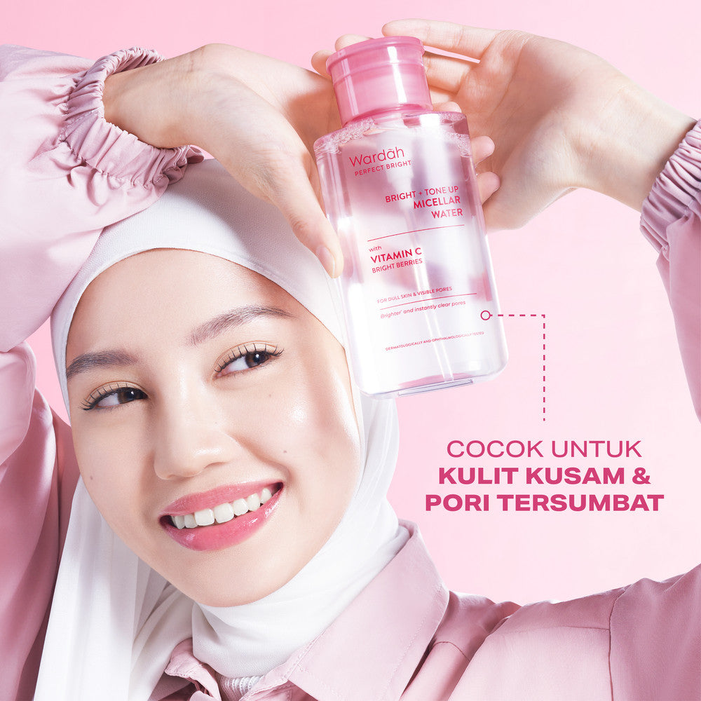 Wardah Perfect Bright Tone Up Micellar Water - Micellar Water dengan Micelles Pencerah - Make Up Remover Lebih Bersih dan Mencerahkan - Untuk Semua Jenis Kulit - Skincare
