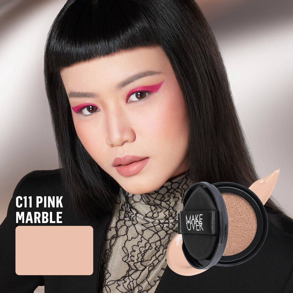 [SPECIAL 11.11] NEW! MAKE OVER REFILL Powerstay Sync Matte Cushion - Smart AI Matte Cushion High Coverage Zero Oxidation Oil Control Foundation Compact Makeup Concealer Skin Tint long lasting time less stain with euphoria