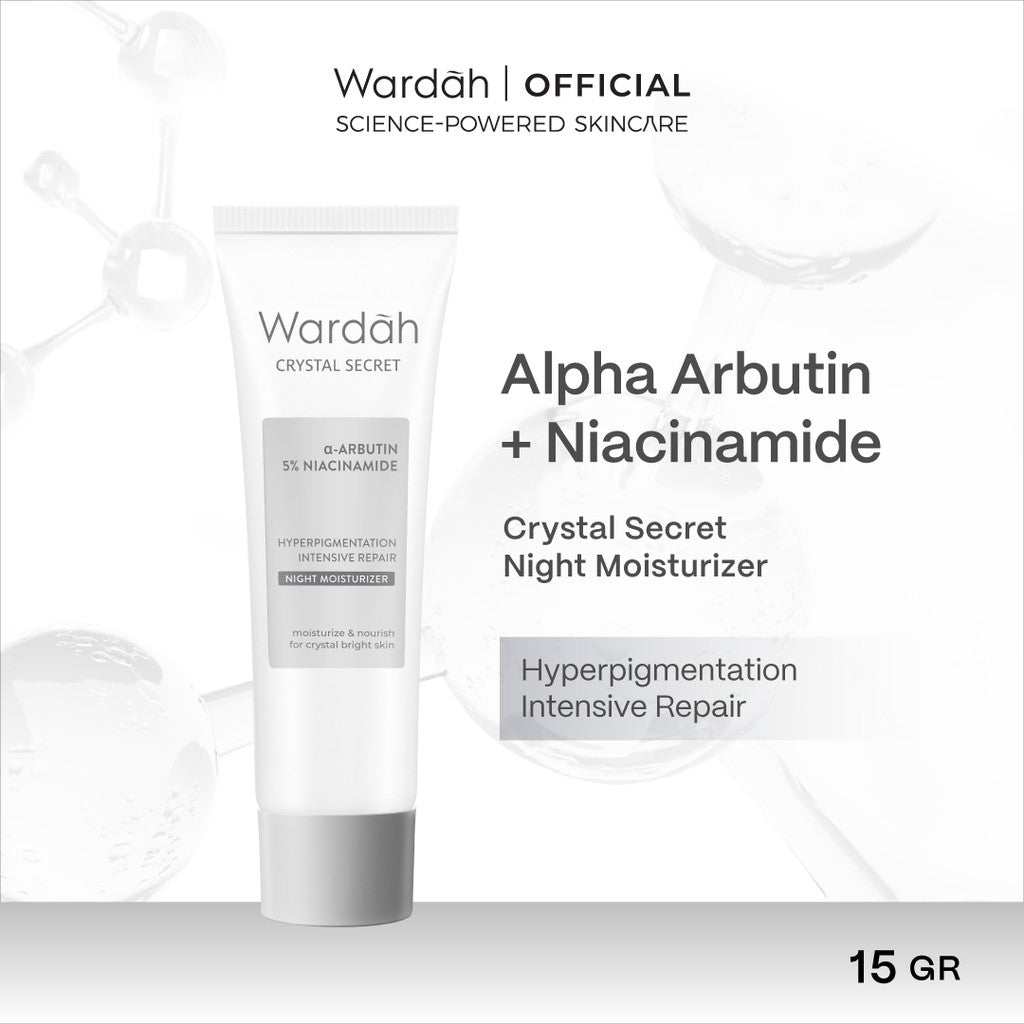WARDAH Crystal Secret Series Lengkap - Milk Cleanser, Micellar Cleansing Gel, Foaming Cleanser, Exfoliating Toner, Pure Treatment Essence, Serum, Dark Spot Corrector, Day Moisturizer, Night Moisturizer, Refreshing Day Gel, Radiance Serum Mask - Skincare