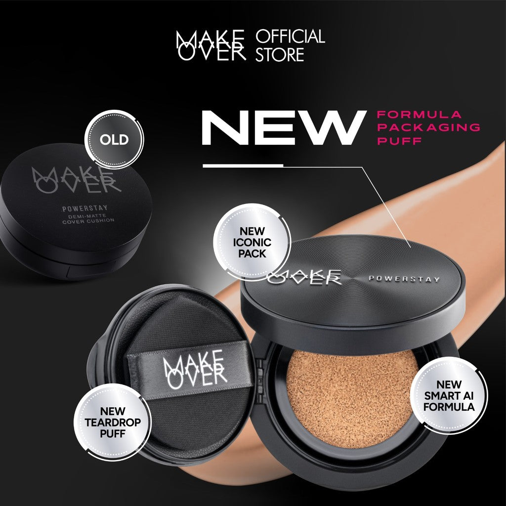 [SPECIAL 11.11] NEW! MAKE OVER REFILL Powerstay Sync Matte Cushion - Smart AI Matte Cushion High Coverage Zero Oxidation Oil Control Foundation Compact Makeup Concealer Skin Tint long lasting time less stain with euphoria