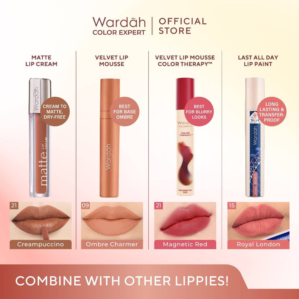 [New!] Wardah Colorfit Velvet Matte Lip Mousse Color Therapy™ - Limited Edition - Lip Cream Tahan Lama - Hasil Matte dan Blurry Effect - Tekstur Mousse-like Yang Halus - Makeup