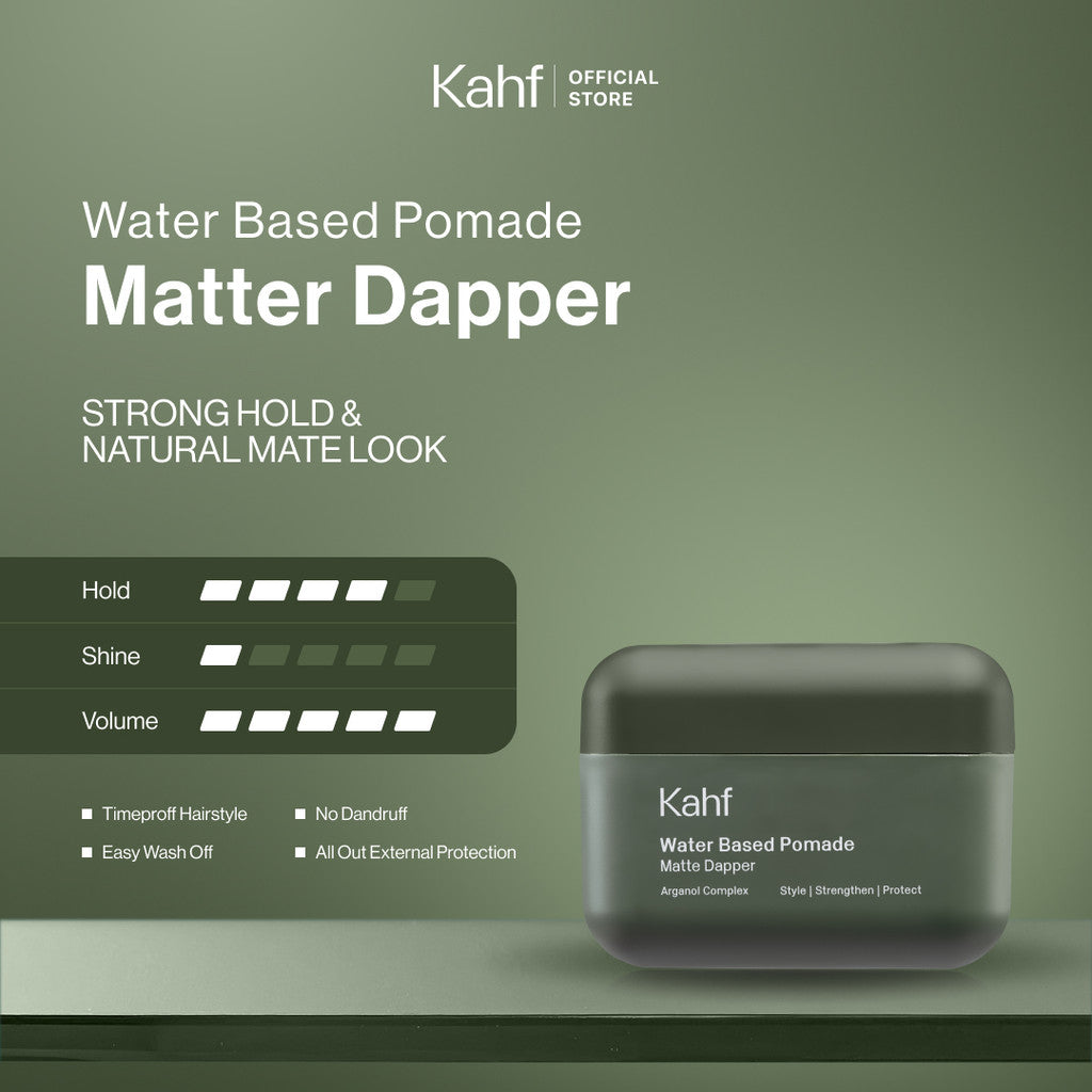 [PAKET RAMBUT ON POINT, BEBAS LEPEK SEHARIAN]  Kahf Sleek Classy Water-Based - Matte Dapper Water Based Pomade 70gr - Volumized Suave Hair Powder 10g - Hair Pomade Pria