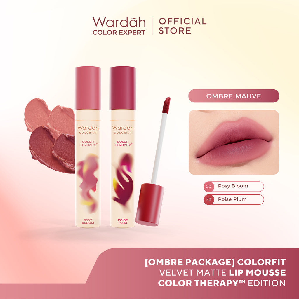 [New!] Wardah Colorfit Velvet Matte Lip Mousse Color Therapy™ - Limited Edition - Lip Cream Tahan Lama - Hasil Matte dan Blurry Effect - Tekstur Mousse-like Yang Halus - Makeup