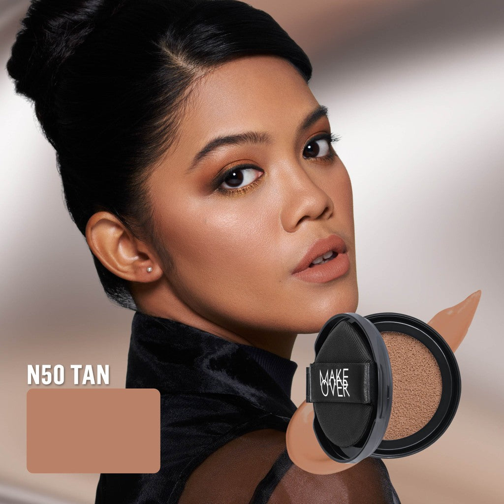 [SPECIAL 11.11] NEW! MAKE OVER REFILL Powerstay Sync Matte Cushion - Smart AI Matte Cushion High Coverage Zero Oxidation Oil Control Foundation Compact Makeup Concealer Skin Tint long lasting time less stain with euphoria