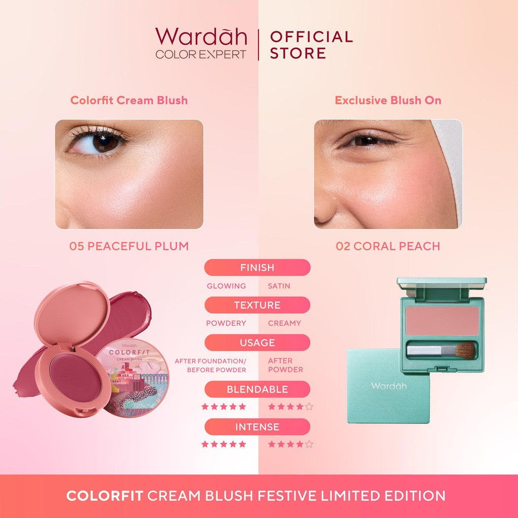 WARDAH Colorfit Cream Blush - Formula ringan dan teksturnya creamy - Makeup - Blush On - Liquid Blush - Blush On Cream Blush - Make Up - Blush On Cool Tone - Blush On Warm Tone - Blush On Wardah
