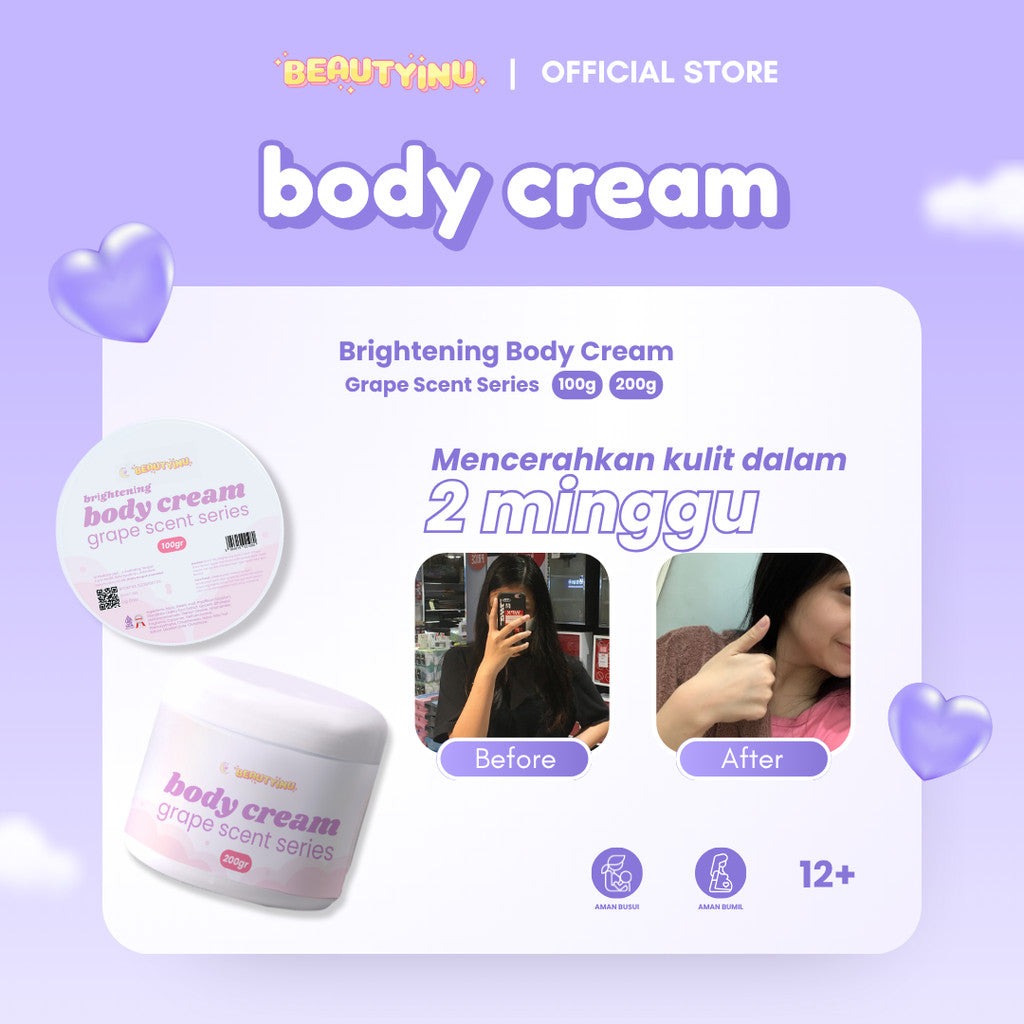 Beautyinu Brightening Body Cream Grape Scent Bleaching Pemutih Badan 100 Gram & 200 Gram