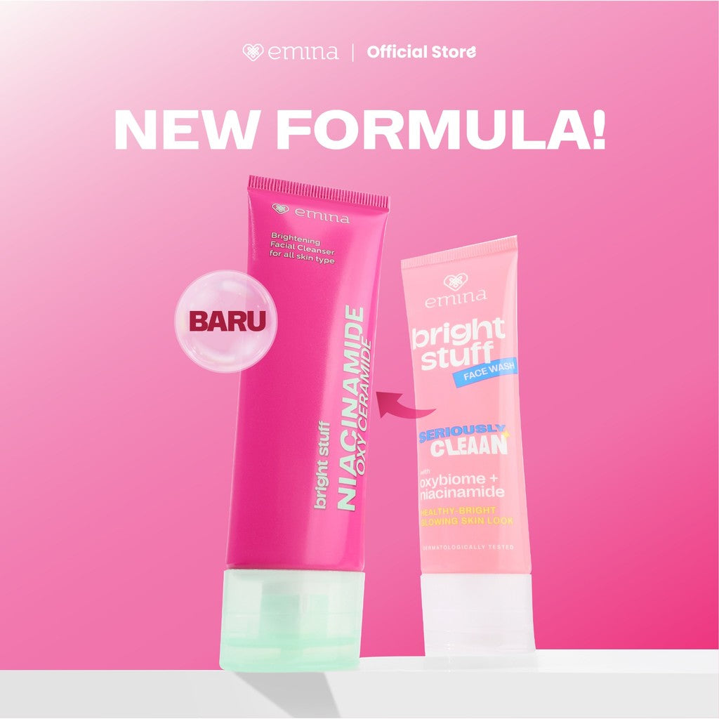 NEW! Emina Niacinamide Oxy Ceramide Brightening Face Wash 50ml 100ml - Sabun Muka Cerah, Glowing, Perbaiki Skin Barrier, Mengontrol Minyak Sebum, Lembab Tanpa Ketarik, Anti Kusam, Cocok untuk semua jenis kulit