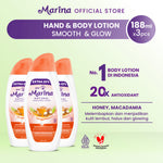 Marina Natural Hand and Body Lotion - Smooth & Glow Extra Fill [188 ml / 3 pcs] - Exp : 11.2027