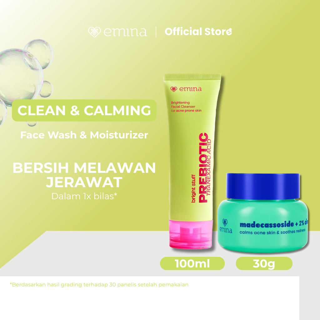 [SPECIAL 11.11] NEW! Emina Prebiotic Tranexamic Acid Brightening Face Wash for Acne Prone Skin 50ml 100ml - Sabun Muka kulit berjerawat dan sensitif, Perbaiki Skin Barrier, Mengontrol Minyak, Lembab Tanpa Ketarik, Cocok untuk semua jenis kulit