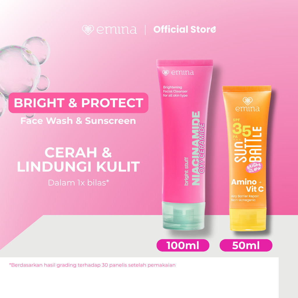 NEW! Emina Niacinamide Oxy Ceramide Brightening Face Wash 50ml 100ml - Sabun Muka Cerah, Glowing, Perbaiki Skin Barrier, Mengontrol Minyak Sebum, Lembab Tanpa Ketarik, Anti Kusam, Cocok untuk semua jenis kulit