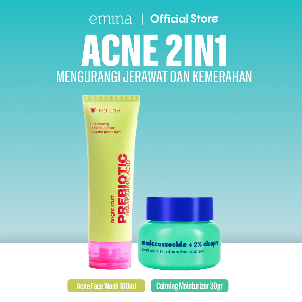 [ACNE CARE SET] Emina Bundle All in 6in1  Face Wash Acne Care + Toner + Serum + Calming Soothing Moisturizer Gel + Sunscreen Acne Fighter + Low pH Micellar Water Oil & Acne