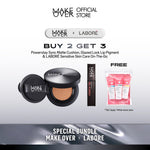[6.6 EXCLUSIVE BUNDLE MAKE OVER X LABORE - BUY 2 GET 5] MAKE OVER Hydrastay Prismatic Glass Cushion or MAKE OVER Sync Matte Cushion + Glazed Lock Lip Pigment Get FREE LABORÉ Sensitive Skin Care On-The-Go Minis (Revamp)