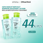 Emina Low pH Micellar Water  untuk Kulit Berminyak dan Berjerawat Sensitif 125ml & 300ml | Salicylic Acid Pembersih Wajah Gentle Makeup Remover Double Cleansing for Acne-Oily Prone Skin Oil Control Moisturizer Sunscreen Mencerahkan