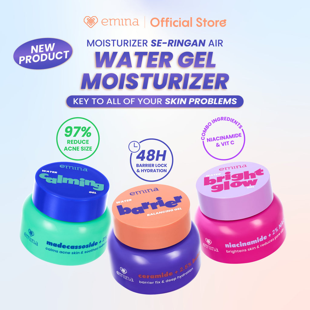 [SPECIAL 11.11] Emina Water Barrier Balancing Gel Moisturizer 30g | 48H Menjaga Kelembaban, Memperkuat Skin Barrier, Meningkatkan Elastisitas Kulit, untuk Kulit Kering Dehidrasi, Pelembab Seringan Air