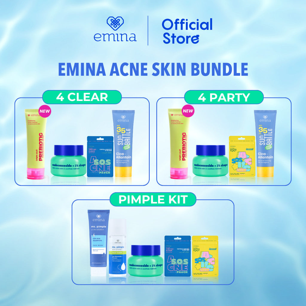 Emina Bundle untuk Kulit Acne Prone - Bundle Face Wash, Acne Patch, Sunscreen, dan Perawatan Kulit Berjerawat & Acne Prone, Atasi Jerawat dan Perlindungan Maksimal