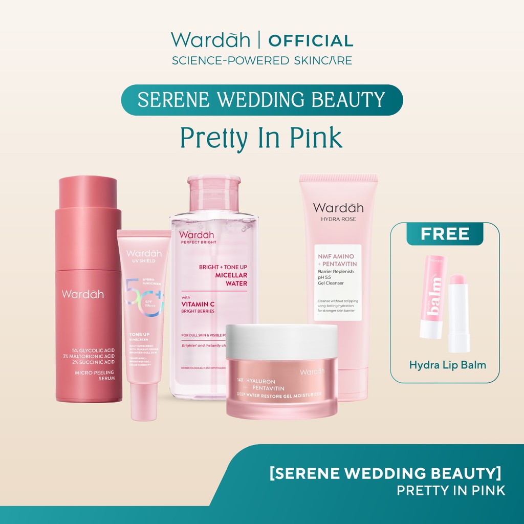 [PAKET SESERAHAN] Wardah Serene Wedding Beauty Skincare - Paket All Regime Acne, Crystal Secret, Renew You, Hydra Rose Untuk Kulit Berjerawat, Kusam, Anti-Aging, dan Kering FREE Hydrabalm