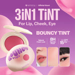 NEW! Emina Bouncy Tint 3 in 1 Lip, Cheek, & Eye - Blurry Lip Color, Lasting Stain, dilengkapi dengan SPF 15 PA+++, Marshmallow Mochi Pudding Longlasting Blush On Lip Tint Eye Shadow