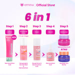 Emina Day&Night 6in1 Glowing Set Bundle - Cleanser + Brightening moisturizer + serum + toner + exfoliating