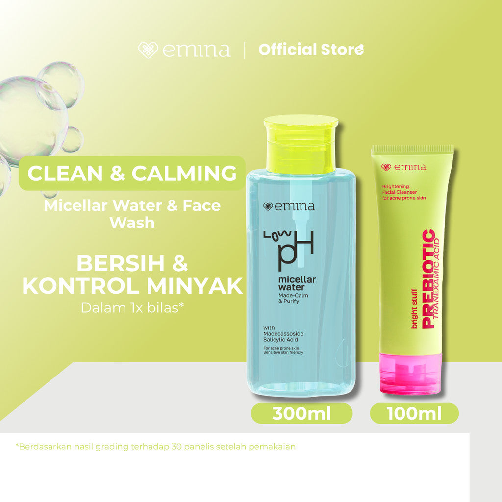 [SPECIAL 11.11] NEW! Emina Prebiotic Tranexamic Acid Brightening Face Wash for Acne Prone Skin 50ml 100ml - Sabun Muka kulit berjerawat dan sensitif, Perbaiki Skin Barrier, Mengontrol Minyak, Lembab Tanpa Ketarik, Cocok untuk semua jenis kulit