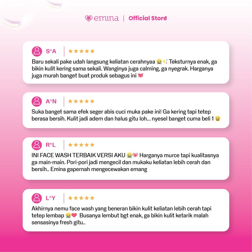 NEW! Emina Niacinamide Oxy Ceramide Brightening Face Wash 50ml 100ml - Sabun Muka Cerah, Glowing, Perbaiki Skin Barrier, Mengontrol Minyak Sebum, Lembab Tanpa Ketarik, Anti Kusam, Cocok untuk semua jenis kulit