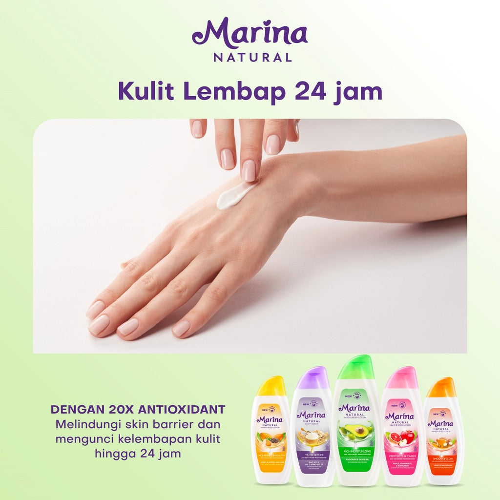 Marina Hand & Body Lotion Natural - Protects & Cares Extra Fill [438mL / 3 pcs] - Exp : 042027