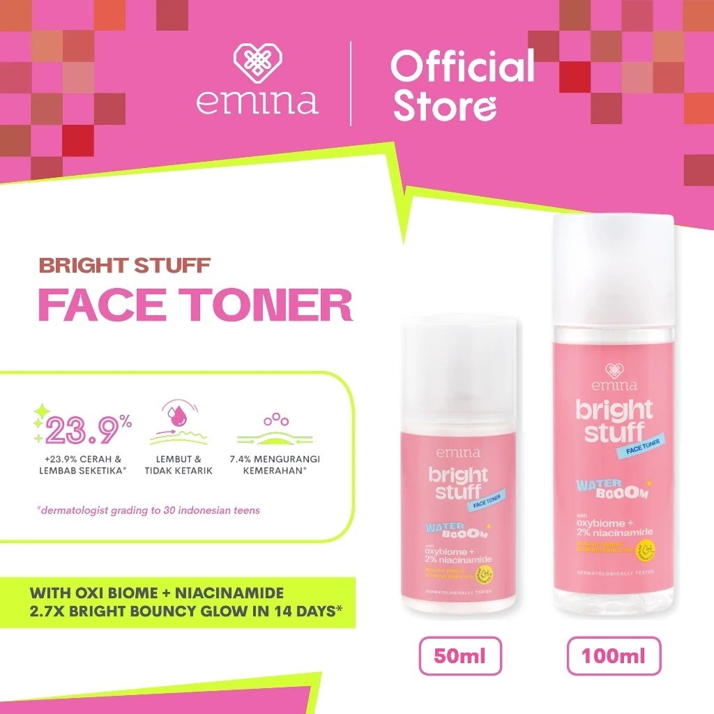 Emina Barrier Set Bundle All in 7 PCS PAKET SKINCARE HYALUBRIGHT MICELLAR WATER- BRIGHT STUFF FACE WASH- BRIGHT STUFF FACE TONER-GLORAD SERUM-BARRIER GEL-BRIGHT STUFF EXFOILATING TONER-SUN BATTLE BRIGHT GLOW