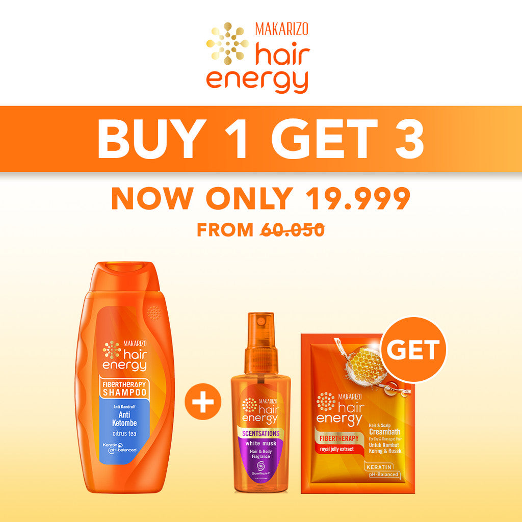 BUY 1 GET 3 - Makarizo Hair Energy Fibertheraphy Shampoo Anti Dandruff Citrus Tea 170mL