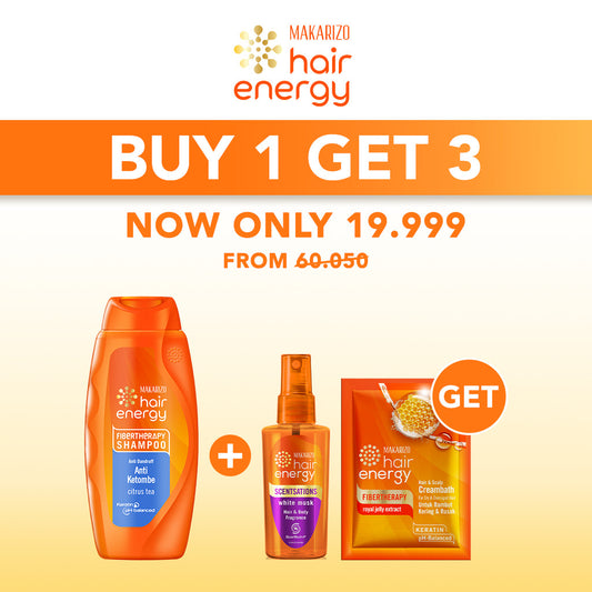 BUY 1 GET 3 - Makarizo Hair Energy Fibertheraphy Shampoo Anti Dandruff Citrus Tea 170mL