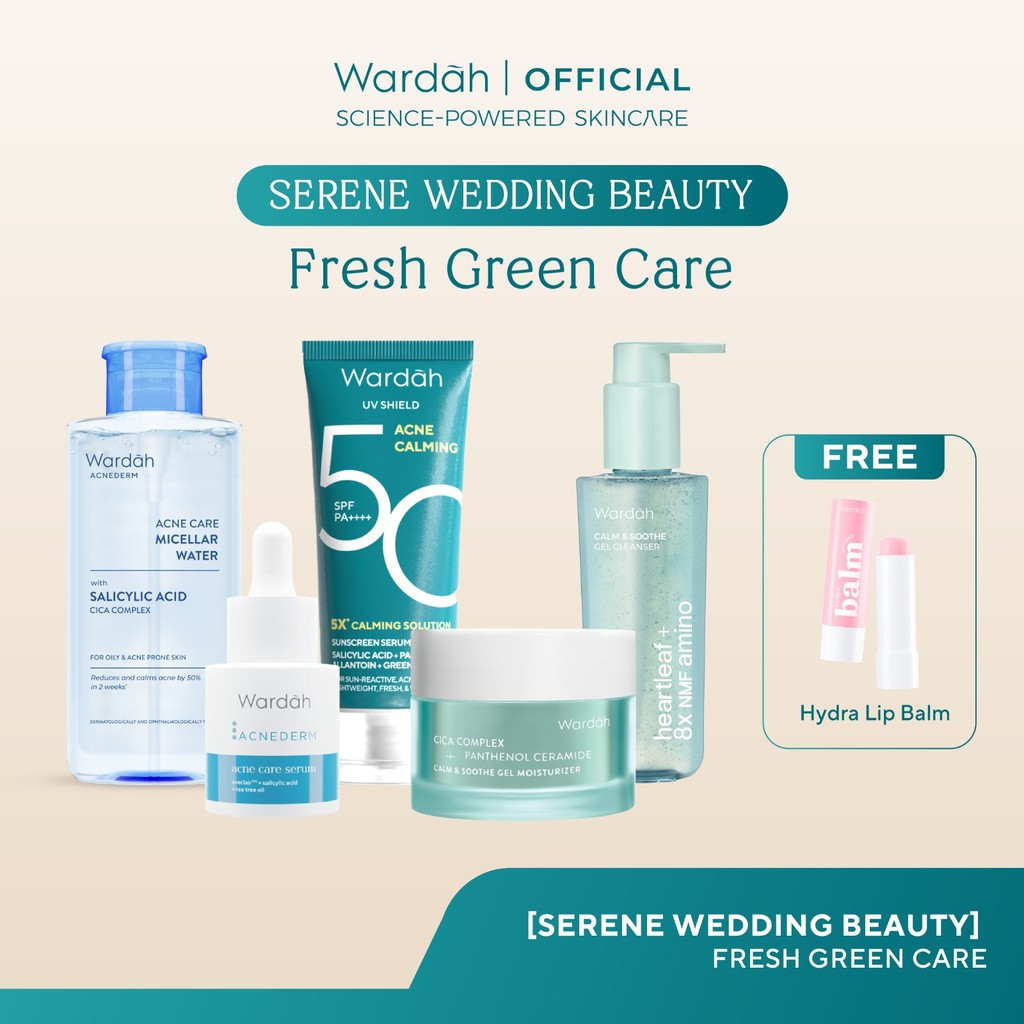 [PAKET SESERAHAN] Wardah Serene Wedding Beauty Skincare - Paket All Regime Acne, Crystal Secret, Renew You, Hydra Rose Untuk Kulit Berjerawat, Kusam, Anti-Aging, dan Kering FREE Hydrabalm