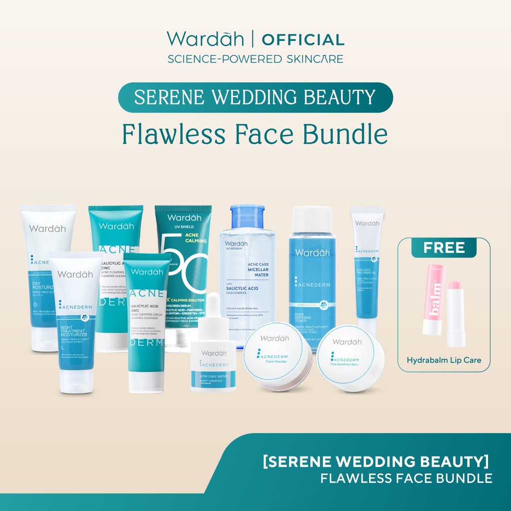 [PAKET SESERAHAN] Wardah Serene Wedding Beauty Skincare - Paket All Regime Acne, Crystal Secret, Renew You, Hydra Rose Untuk Kulit Berjerawat, Kusam, Anti-Aging, dan Kering FREE Hydrabalm