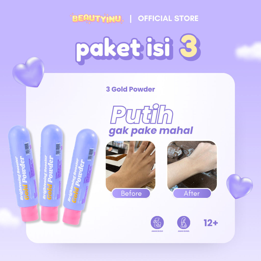 Beautyinu Kefir Collagen Soap Bar & Brightening Booster Gold Powder Paket Isi 3