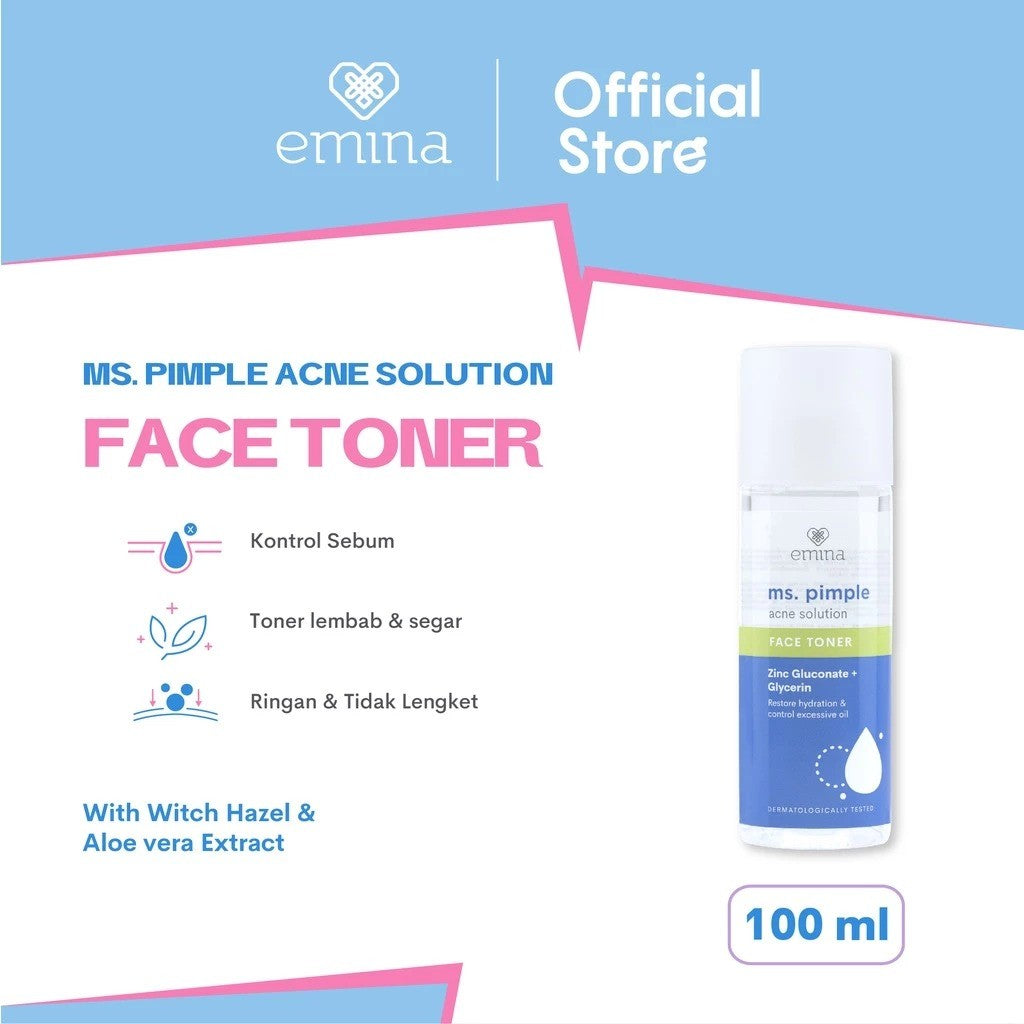 [ACNE CARE SET] Emina Bundle All in 6in1  Face Wash Acne Care + Toner + Serum + Calming Soothing Moisturizer Gel + Sunscreen Acne Fighter + Low pH Micellar Water Oil & Acne