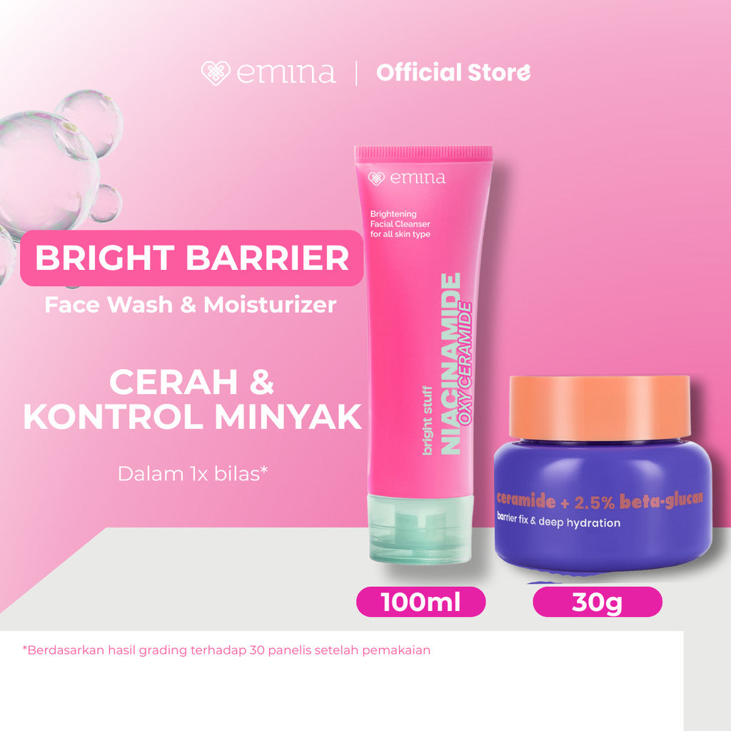 NEW! Emina Niacinamide Oxy Ceramide Brightening Face Wash 50ml 100ml - Sabun Muka Cerah, Glowing, Perbaiki Skin Barrier, Mengontrol Minyak Sebum, Lembab Tanpa Ketarik, Anti Kusam, Cocok untuk semua jenis kulit