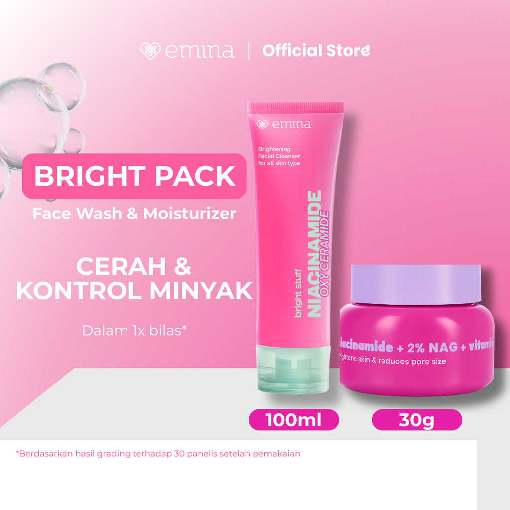 NEW! Emina Niacinamide Oxy Ceramide Brightening Face Wash 50ml 100ml - Sabun Muka Cerah, Glowing, Perbaiki Skin Barrier, Mengontrol Minyak Sebum, Lembab Tanpa Ketarik, Anti Kusam, Cocok untuk semua jenis kulit