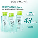 Emina Low pH Micellar Water  untuk Kulit Berminyak dan Berjerawat Sensitif 125ml & 300ml | Salicylic Acid Pembersih Wajah Gentle Makeup Remover Double Cleansing for Acne-Oily Prone Skin Oil Control Moisturizer Sunscreen Mencerahkan