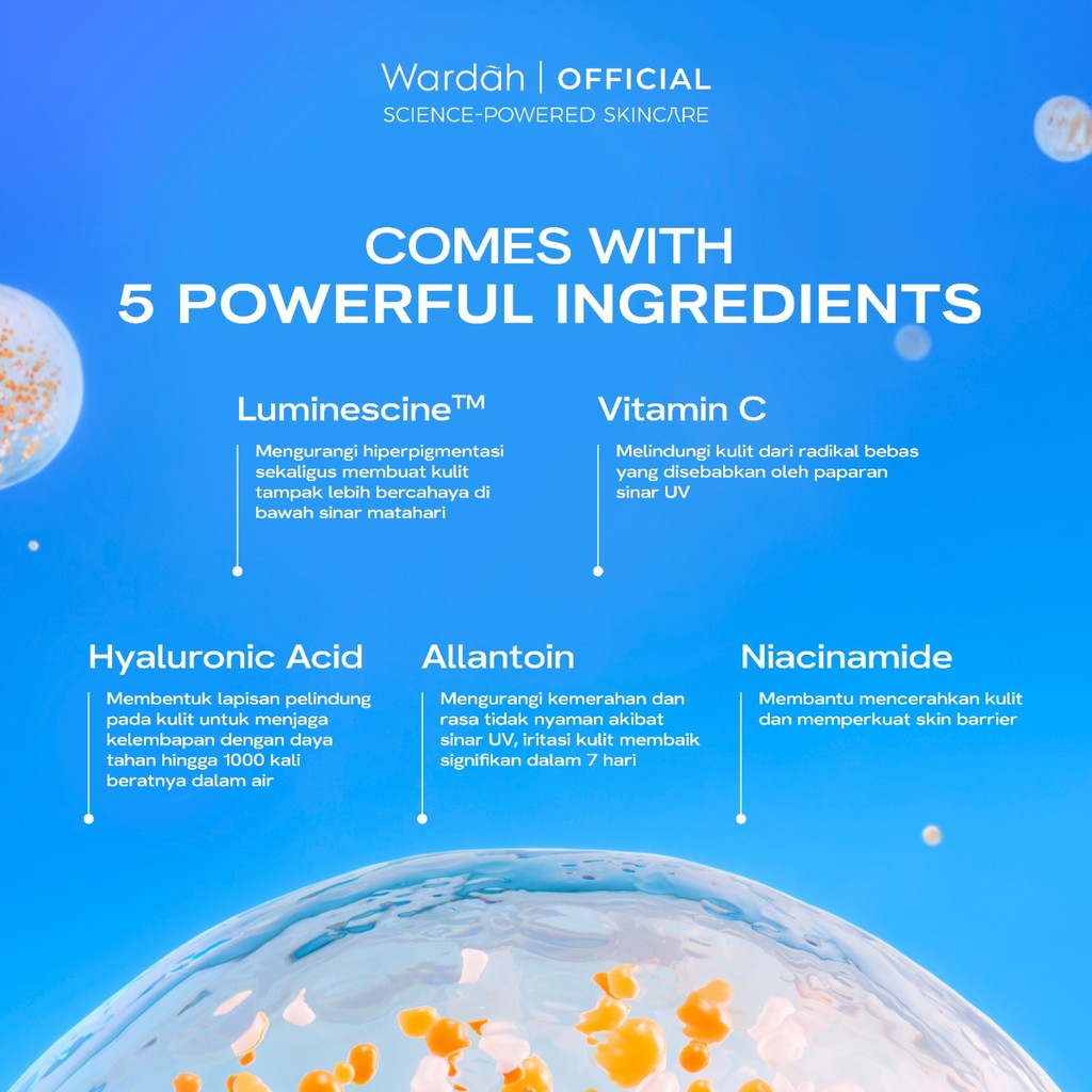 NEW FORMULA AND PACKAGING! Wardah UV Shield Bright-C Hydrating Sunscreen Serum SPF 35 PA+++ Sunscreen 0% Alkohol dengan Vitamin C + Niacinamide Brightening Glow Tekstur Ringan Tidak Lengket Melembabkan Semua Jenis Kulit - Skincare