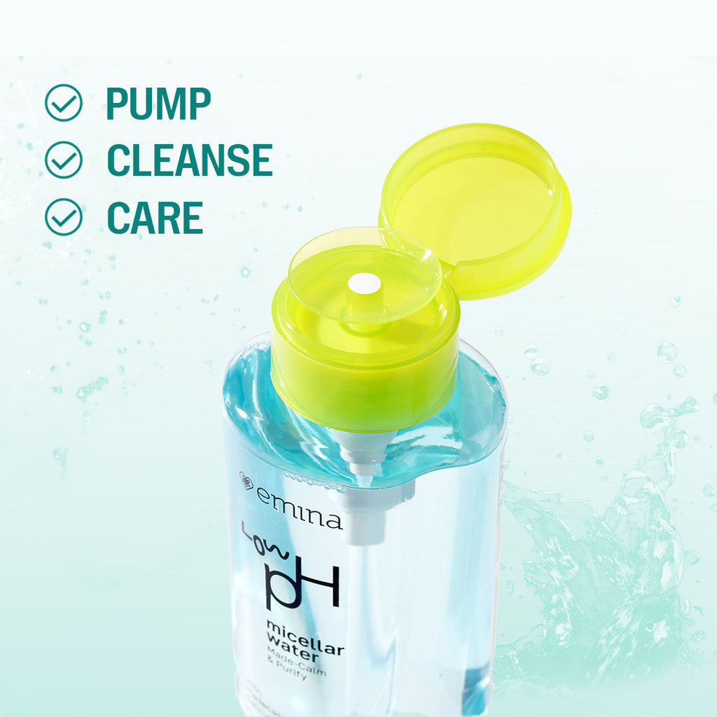 Emina Low pH Micellar Water  untuk Kulit Berminyak dan Berjerawat Sensitif 125ml & 300ml | Salicylic Acid Pembersih Wajah Gentle Makeup Remover Double Cleansing for Acne-Oily Prone Skin Oil Control Moisturizer Sunscreen Mencerahkan