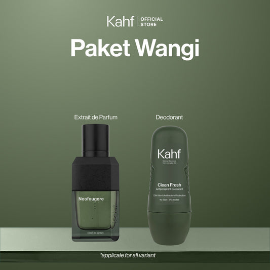 Kahf Extrait de Parfum 50 ml + Deodorant Roll On Antiperspirant 45 ml - Parfum Tahan Lama & Deodoran Pria - Paket Wangi Suitable for Daily Use