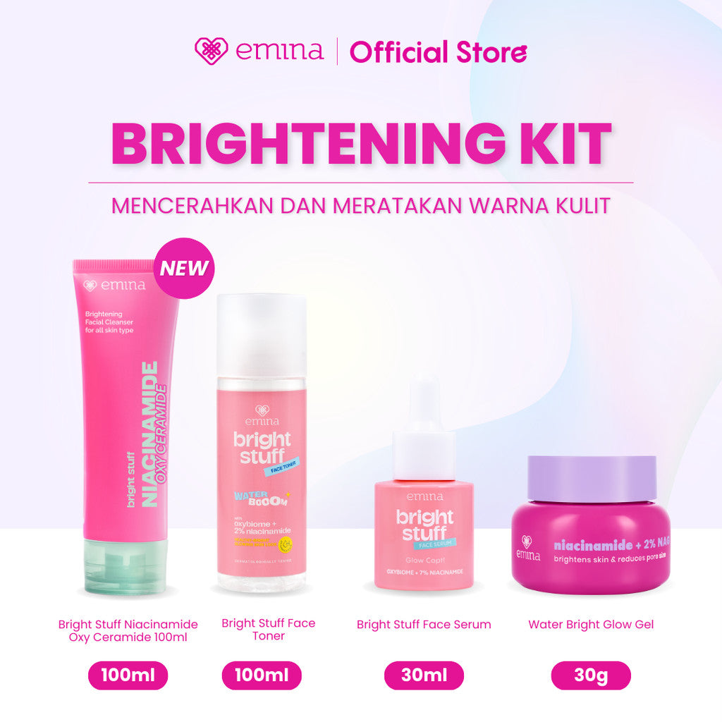 Emina 4pcs Bundle 4in1 Paket skincare Moisturizer Serum Face Wash - GLOWING KIT ACNE KIT Dark Spot Bright Barrier Set