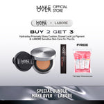 [6.6 EXCLUSIVE BUNDLE MAKE OVER X LABORE - BUY 2 GET 5] MAKE OVER Hydrastay Prismatic Glass Cushion or MAKE OVER Sync Matte Cushion + Glazed Lock Lip Pigment Get FREE LABORÉ Sensitive Skin Care On-The-Go Minis (Revamp)