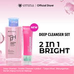 [Paket Deep Cleanser Free Gift ] Paket 8 in 1 2 in 1  Paket 3 in 1 Deep Cleanser Emina HyaluBright & Smooth Low PH Micellar Water 300ml- Face Wash Serum Toner Moisturizer Sunscreen -Lembut - Tanpa Iritasi- Menyegarkan- Bersih-Hapus Kotoran Makeup